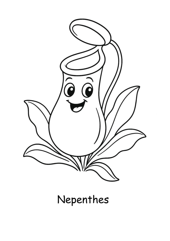 miniatura de imagen coloreable de una planta nepenthes o planta jarro