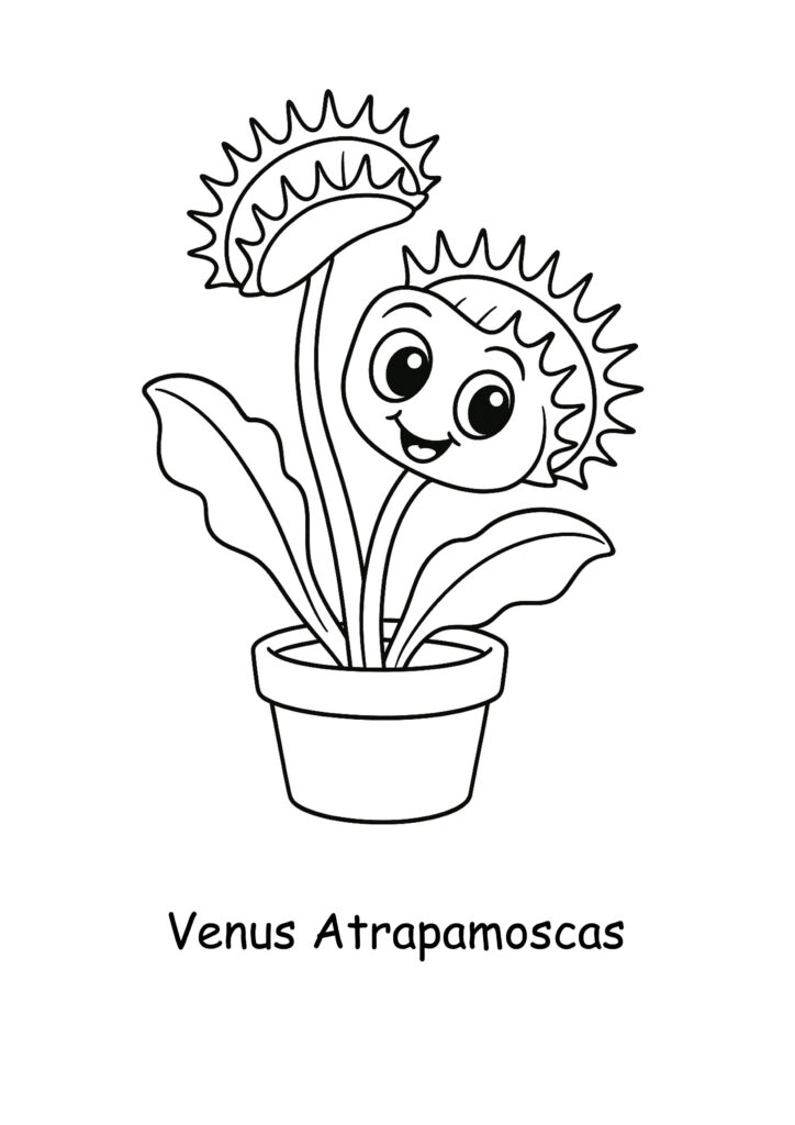 miniatura de imagen coloreable de una planta venus atrapamoscas